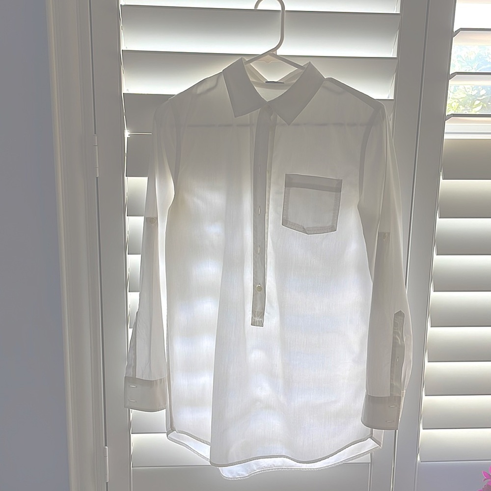 J Crew Popover White Tunic Top Small
